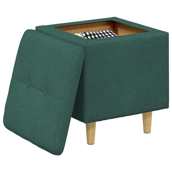 vidaXL Pouf contenitore Verde Scuro 40 x 40 x 45 cm Tessuto