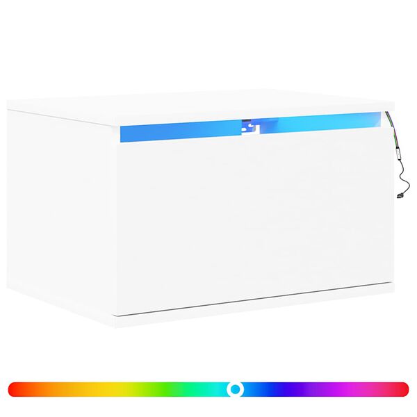 vidaXL Comodino a Parete con Luci LED Bianco