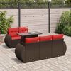 vidaXL Set Divano Giardino 6 pz con Cuscini Marrone Polyrattan Acacia