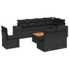 vidaXL Set Divani da Giardino 9 pz con Cuscini Nero in Polyrattan