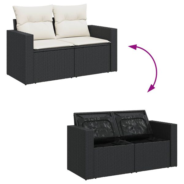 vidaXL Set Divani da Giardino 11 pz con Cuscini in Polyrattan Nero