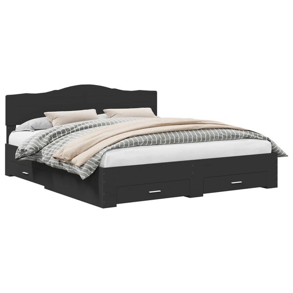 vidaXL Struttura del letto Nero 200 x 200 cm Legno multistrato