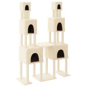 vidaXL Albero per Gatti con Tiragraffi in Sisal Crema 199 cm