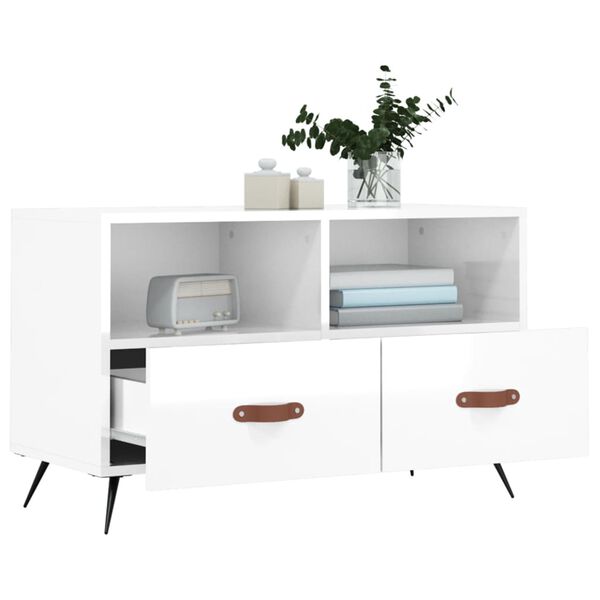 vidaXL Mobile Porta TV Bianco Lucido 80x36x50 cm in Legno Multistrato
