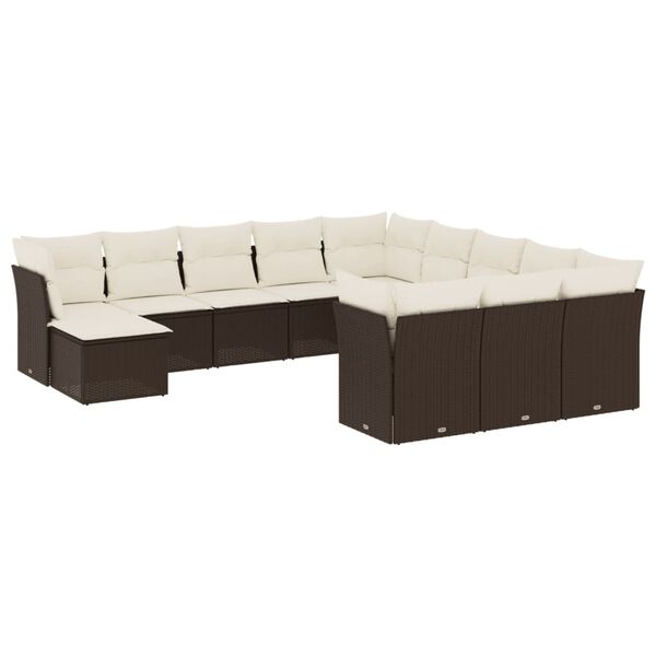 vidaXL Set Divani da Giardino 12 pz con Cuscini Marrone in Polyrattan