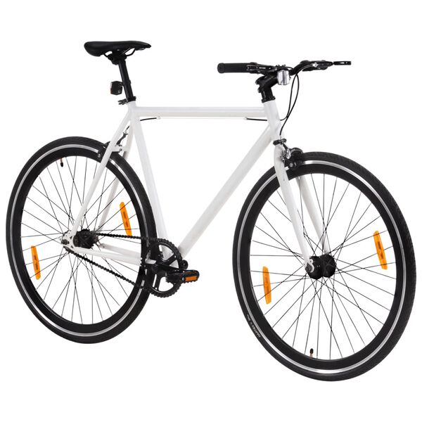 vidaXL Bicicletta a Scatto Fisso Bianca e Nera 700c 59 cm
