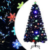 vidaXL Albero Natale con Fiocchi di Neve a LED Nero 120cm Fibra Ottica
