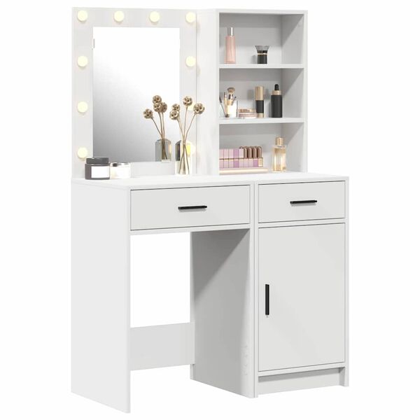 vidaXL Set da tavolo da trucco con LED 2 pcs Bianco Legno multistrato