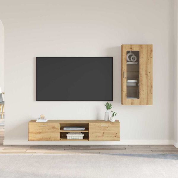 vidaXL Set mobile TV FLORIN Rovere artigianale Legno multistrato