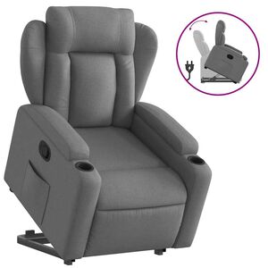 vidaXL Poltrona Alzapersona Reclinabile Grigio Scuro in Tessuto