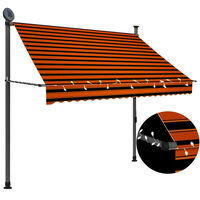 vidaXL Tenda da Sole Retrattile Manuale LED 200 cm Arancione e Marrone