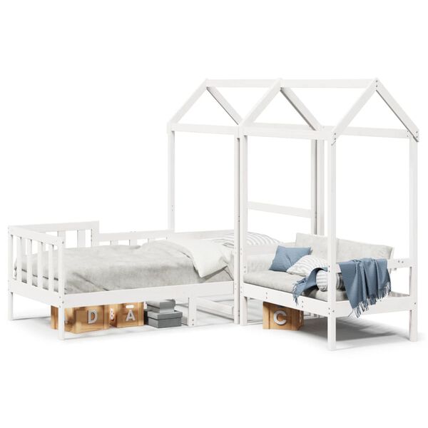vidaXL Set Dormeuse e Panca con Tetto Bianco 90x190cm Massello Pino