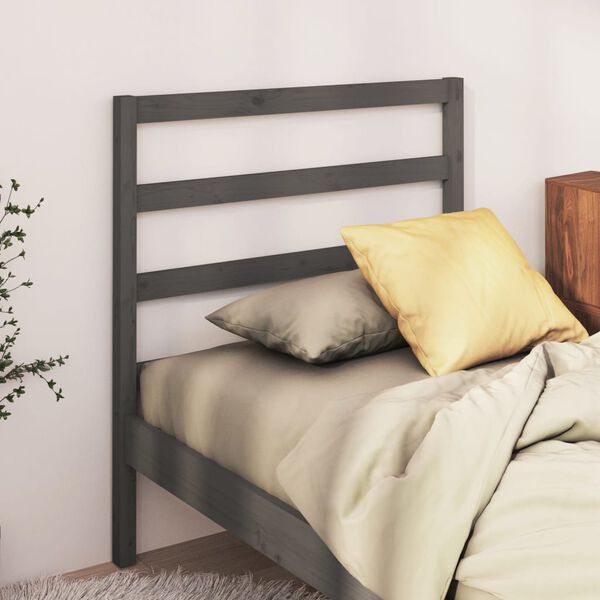 vidaXL Testiera per Letto Grigia 81x4x100 cm in Legno Massello di Pino
