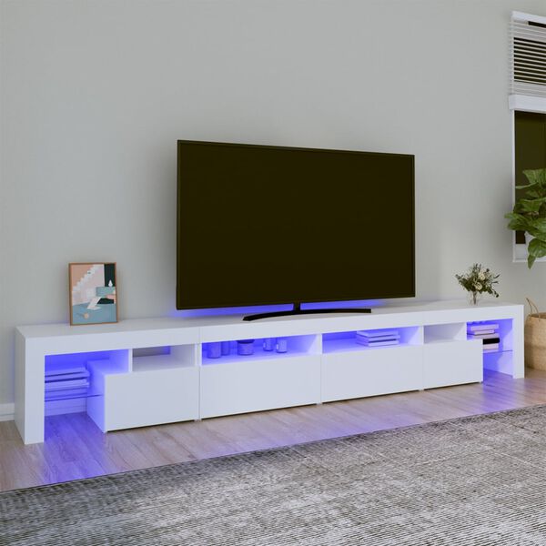 vidaXL Mobile Porta TV con Luci LED Bianco 260x36,5x40 cm