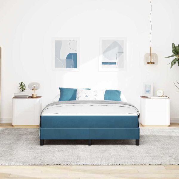 vidaXL Letto a molle con materasso Blu Scuro 140 x 200 cm Tessuto
