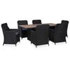 vidaXL Set da Pranzo da Giardino 7 pz in Polyrattan Nero