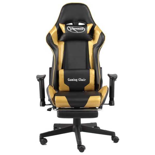 vidaXL Sedia da Gaming Girevole con Poggiapiedi Oro in PVC