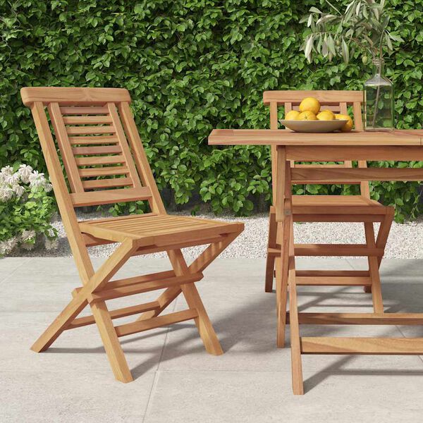 vidaXL Sedie da Giardino Pieghevole 2pz 47x63x90cm Legno Massello Teak