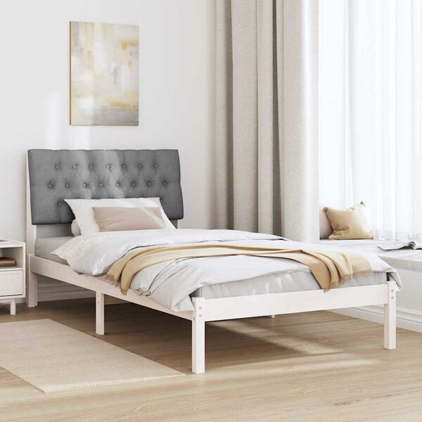 vidaXL Letto con Testiera Rivestita con testiera Bianco 100 x 200 cm