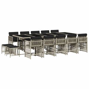 vidaXL Set da Pranzo da Giardino 15 pz con Cuscini Grigio Polyrattan