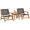 vidaXL Sedie da Giardino con Tavolo 3 pcs Nero 45 x 45 x 40 cm