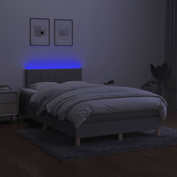 vidaXL Letto a Molle Materasso e LED Grigio Chiaro 120x190 cm Tessuto