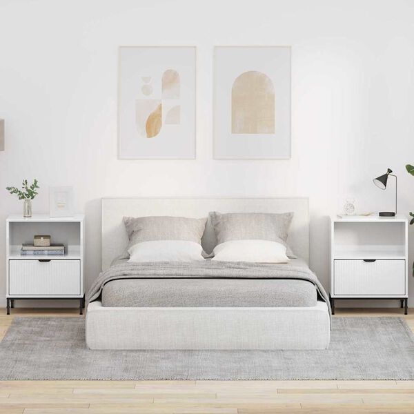 vidaXL Comodini 2 pcs Bianco lucido 49 x 36 x 61 cm Legno multistrato