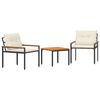 vidaXL Set Mobili da Esterno 3 pz 2-Posti Bianco Crema polyrattan