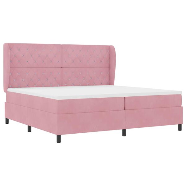 vidaXL Letto a molle con materasso Rosa 200 x 200 cm Poliestere