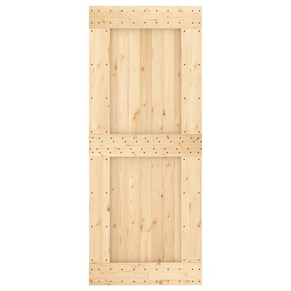 vidaXL Porta Scorrevole con Set Hardware 85x210 cm Legno Massello Pino