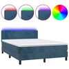 vidaXL Letto a Molle con Materasso e LED Blu Scuro 140x190 cm