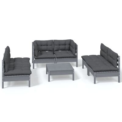 vidaXL Set Divani da Giardino 7 pz con Cuscini Legno Massello di Pino