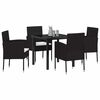 vidaXL Set da Pranzo per Giardino con cuscino 5 pcs Nero polyrattan