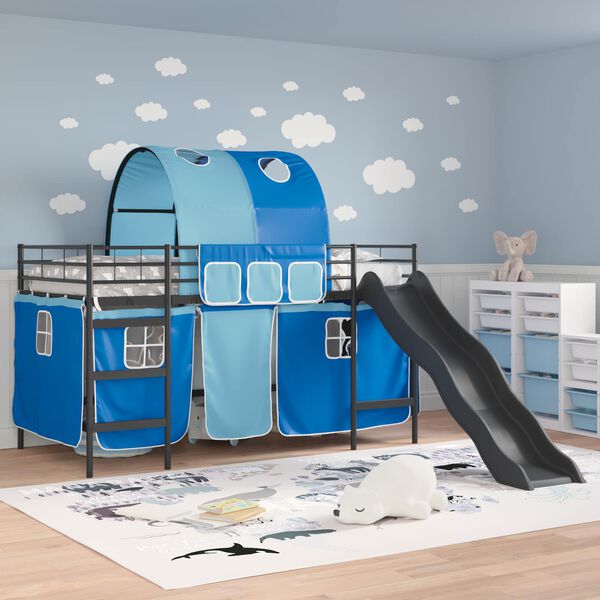 vidaXL Struttura del letto loft per bambini Nero e Blu 99,5 x 200 cm