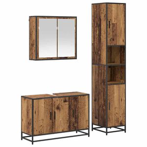 vidaXL Set di mobili per il bagno con lo scaffale 3 pcs Legno vecchio