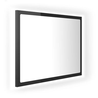 vidaXL Specchio da Bagno LED Nero Lucido 60x8,5x37 cm in Acrilico