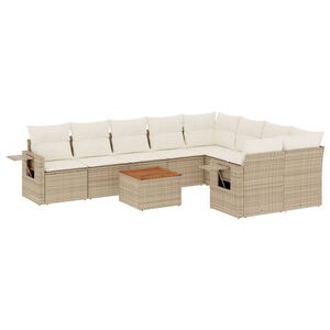 vidaXL Set Divano da Giardino 10 pz con Cuscini Beige in Polyrattan