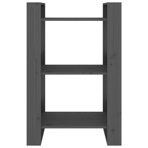 vidaXL Libreria/Divisorio Grigio 60x35x91 cm in Legno Massello di Pino