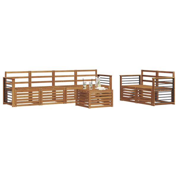 vidaXL Set divani 7 pcs Naturale Legno di Acacia Massello