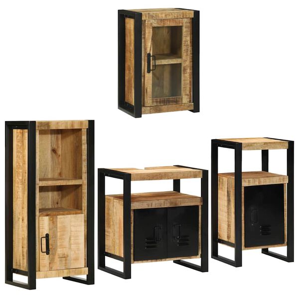 vidaXL Set di mobili per il bagno 4 pcs Legno di Mango Massello