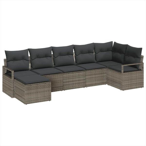 vidaXL Set di divani 7 pcs Grigio polyrattan