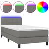 vidaXL Letto a Molle Materasso e LED Grigio Scuro 80x200 cm in Tessuto