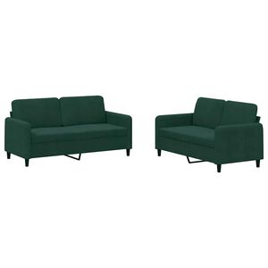 vidaXL Set di Divani 2 pz Verde Scuro in Velluto