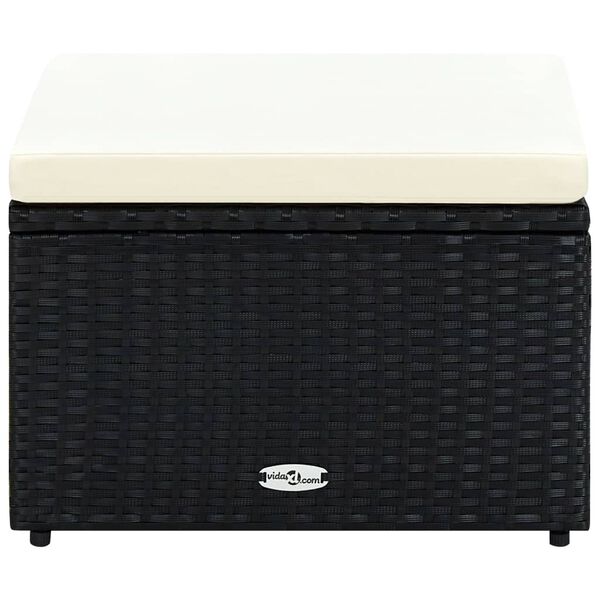 vidaXL Poggiapiedi Ottomana in Polyrattan 53x53x30 cm Nero