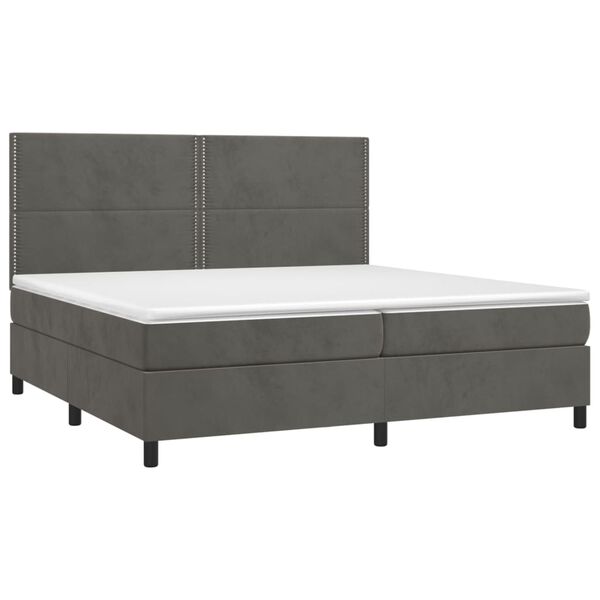vidaXL Letto a Molle con Materasso e LED Grigio Scuro 200x200 cm