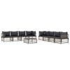 vidaXL Set Divani da Giardino 9 pz con Cuscini Antracite in Polyrattan
