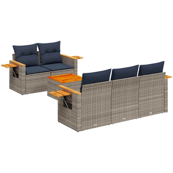 vidaXL Set Divani da Giardino 6 pz con Cuscini Grigio in Polyrattan