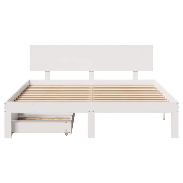 vidaXL Giroletto con Cassetti Bianco 140x190 cm Legno Massello di Pino