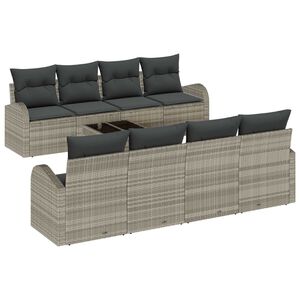 vidaXL Set Divano da Giardino 9 pz 8-Numero di posti