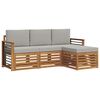 vidaXL Set di divani da esterno 4 pz Grigio Naturale e Chiaro